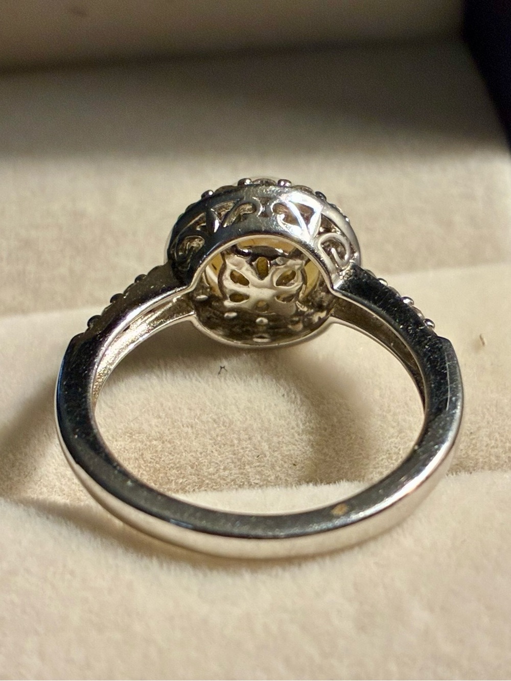 KRN Kiran Jewels 925 Sterling Silver Pearl Halo Statement Ring - Sz 7.5 - Picture 5 of 7
